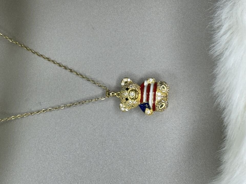 Gold Renk Çelik Minyatür Ayıcık Kolye